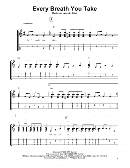 page one of Every Breath You Take (Easy Ukulele Tab)