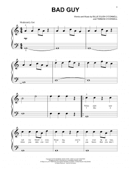 page one of bad guy (Beginning Piano Solo)