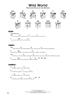 page one of Wild World (Really Easy Guitar)