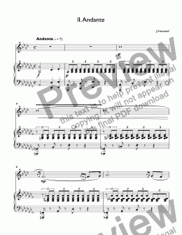 page one of Hummel -   Trumpet Concerto in Eb major  for trumpet Eb & piano, 2 mvt.Andante