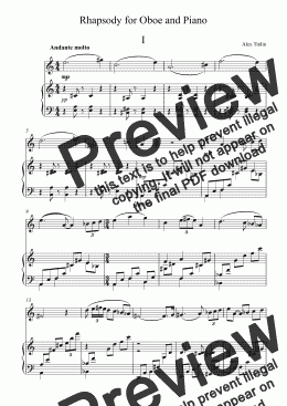 page one of Rhapsody for Oboe and Piano