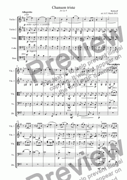 page one of Chanson triste for Strings