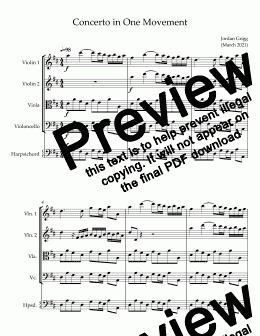 page one of Concerto in One Movement - Score and parts