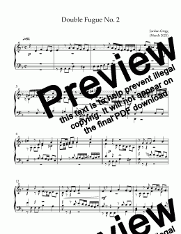 page one of Double Fugue No 2 - Full Score