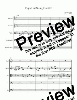 page one of Fugue for String Quintet - Score and parts