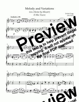 page one of Melody and Variations (on a theme by Mozart) - Score and parts