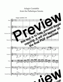 page one of Adagio Cantabile from the Pathetique Sonata - Score and parts