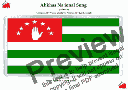 page one of Abkhas National Anthem ''Aiaaira' for String Orchestra & Percussion