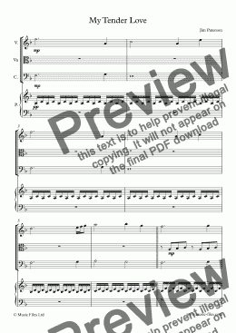 page one of My Tender Love (Piano Quartet)