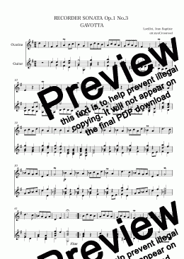 page one of RECORDER SONATA Op.1 No.3  GAVOTTA