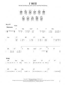 page one of I Will (Guitar Rhythm Tab)