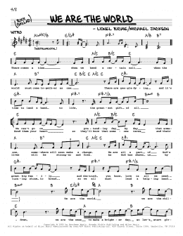 page one of We Are The World (Real Book – Melody, Lyrics & Chords)