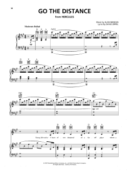 page one of Go The Distance (from Hercules) (Piano, Vocal & Guitar Chords (Right-Hand Melody))