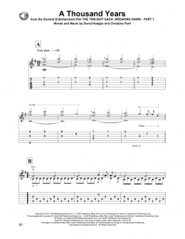 page one of A Thousand Years (Solo Guitar)