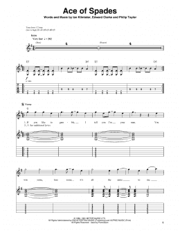 page one of Ace Of Spades (Guitar Tab (Single Guitar))