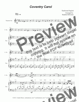 page one of Coventry Carol (Soprano Saxophone and Piano)