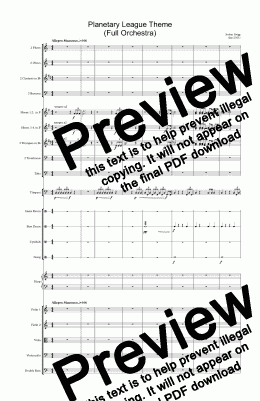 page one of Planetary League Theme (Full Orchestra) - Score and parts