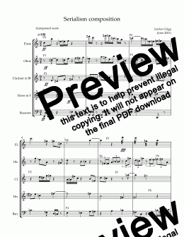 page one of Serialism composition - Score and parts