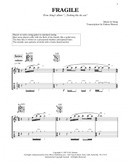 page one of Fragile (Solo Guitar)