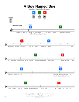 page one of A Boy Named Sue (UkeBuddy)