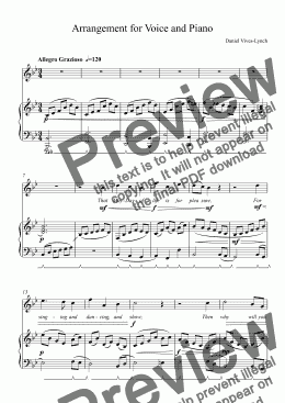 page one of Arrangement for Voice and Piano