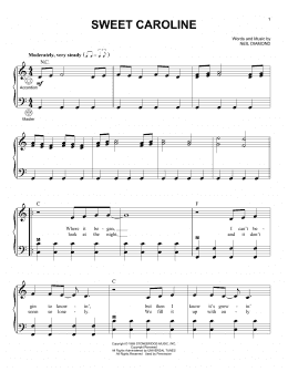 page one of Sweet Caroline (Accordion)