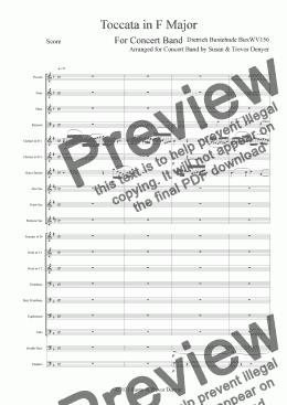 page one of Toccata in F Major - Buxtehude - Concert Band - Score