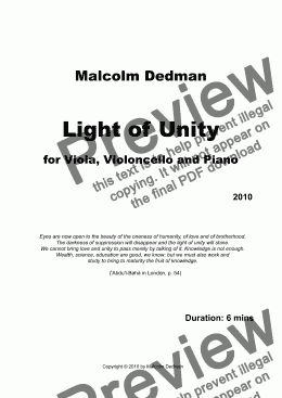 page one of Light of Unity, with viola