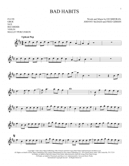 page one of Bad Habits (Instrumental Solo – Treble Clef High Range)