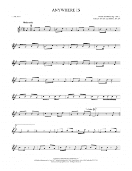 page one of Anywhere Is (Clarinet Solo)