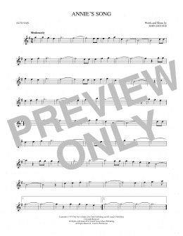 page one of Annie's Song (Alto Sax Solo)