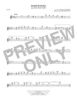 page one of Somewhere (from West Side Story) (Flute Solo)