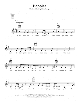 page one of happier (Ukulele)