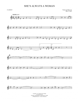 page one of She's Always A Woman (Clarinet Solo)