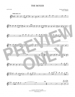 page one of The Boxer (Alto Sax Solo)