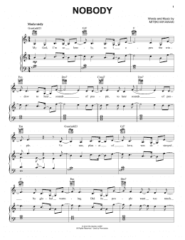 page one of Nobody (Piano, Vocal & Guitar Chords (Right-Hand Melody))