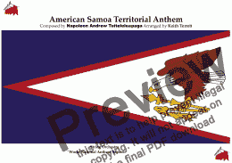 page one of American Samoan Territorial Anthem “Amerika Samoa” for String Orchestra & Percussion