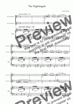 page one of "The Nightingale" Alto Sax Duet and Piano- early Intermediate