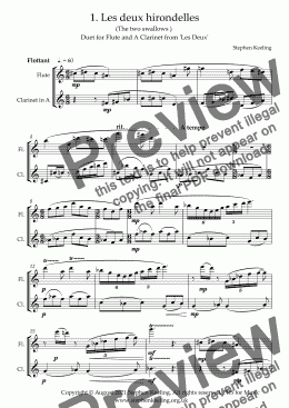 page one of 1. Les deux hirondelles (The two swallows)  Duet for Flute and A Clarinet from 'Les Deux'