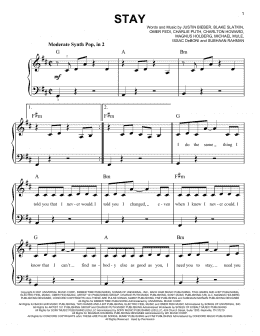 page one of Stay (feat. Justin Bieber) (Easy Piano)