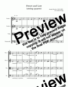 page one of Sweet and Low (string quartet) - Score and Parts