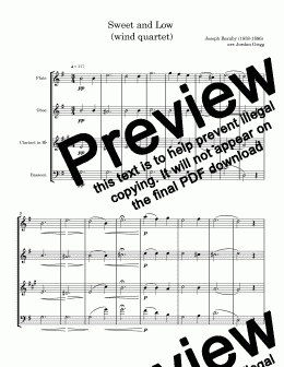 page one of Sweet and Low (wind quartet) -  Score and parts