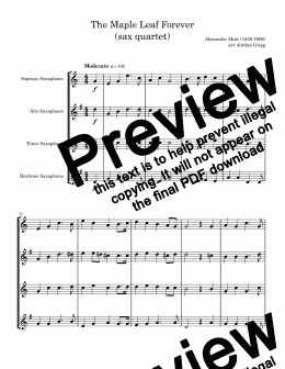 page one of The Maple Leaf Forever (sax quartet) - Score and parts