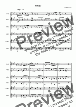 page one of "Tango" for Clarinet Choir- Intermediate