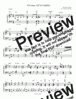 page one of O Come, All Ye Faithful - joyful jazz arr. for solo piano