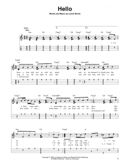 page one of Hello (Easy Ukulele Tab)