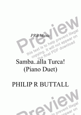 page one of Samba..alla Turca! (Piano Duet)