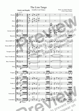 page one of The Lion Tango for Orchestra