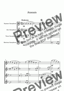 page one of Ataraxis - Saxophone Quartet