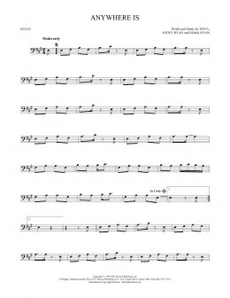 page one of Anywhere Is (Cello Solo)